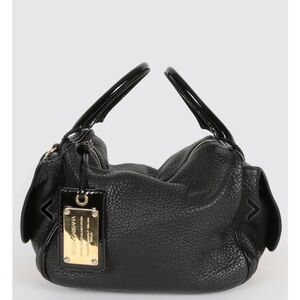 Dolce & Gabbana Black Pebbled Leather Buckle Handbag
